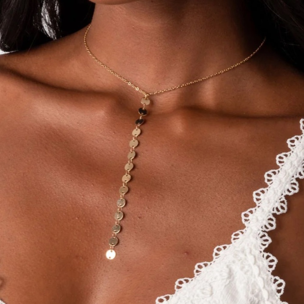 Edikted Gold Coin Disc Cascading Necklace NWT